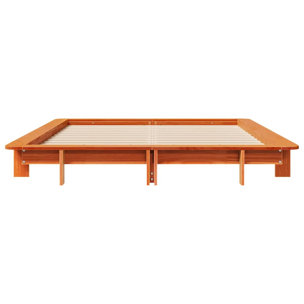 Cama sem colchão 120x200 cm madeira pinho maciça castanho-mel