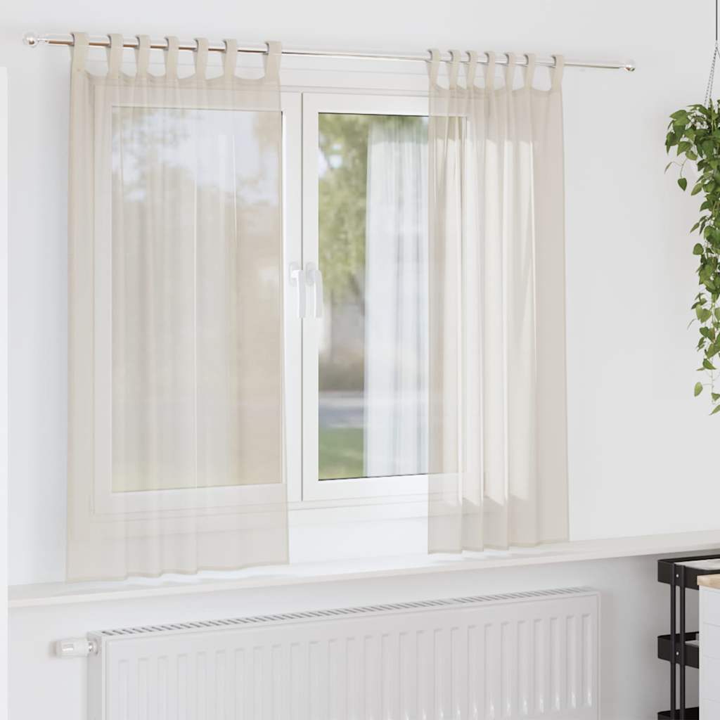 Cortinas de voile com aba 2 pcs creme