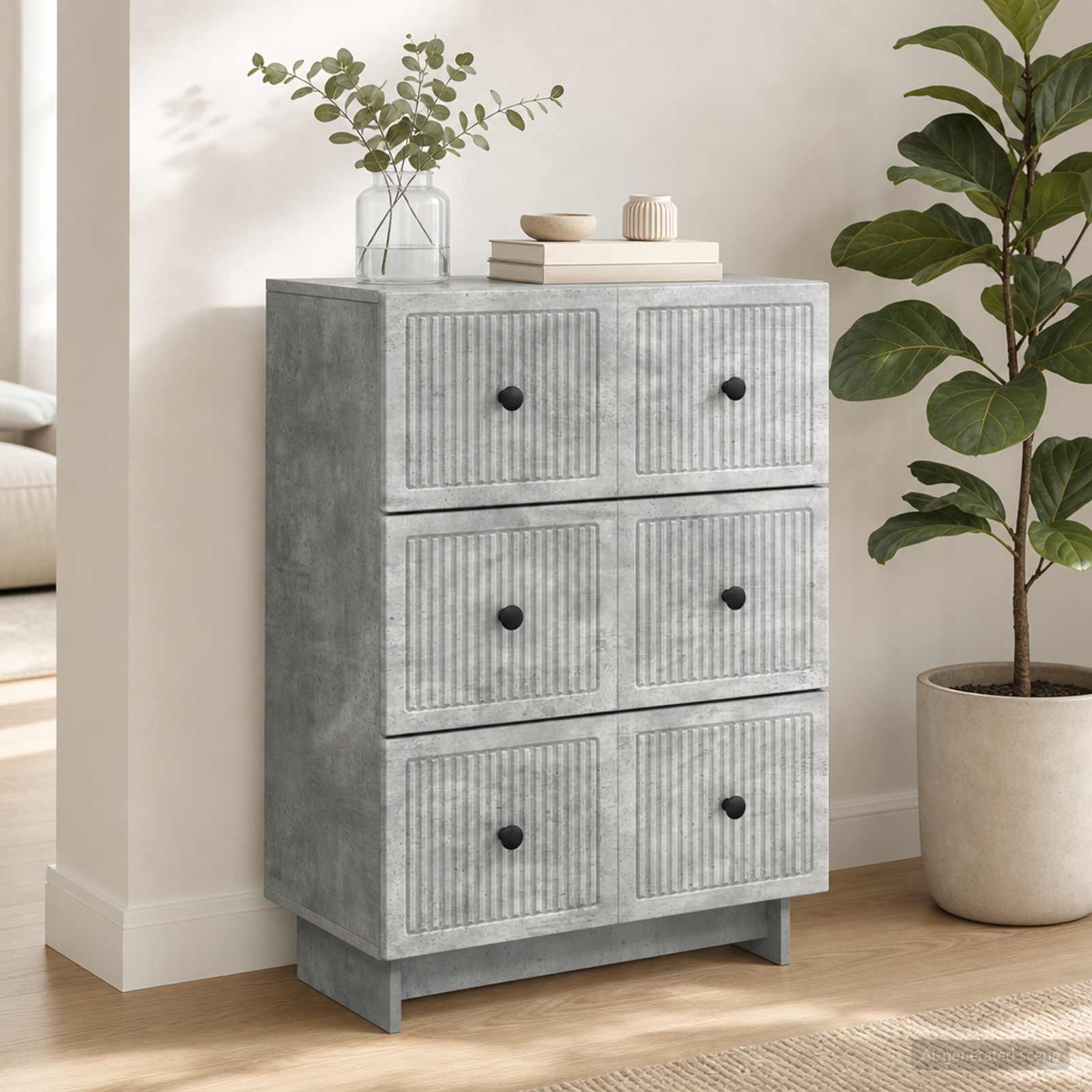 Gabinete de gavetas cinzento cimento 66 x 34,5 x 90 cm