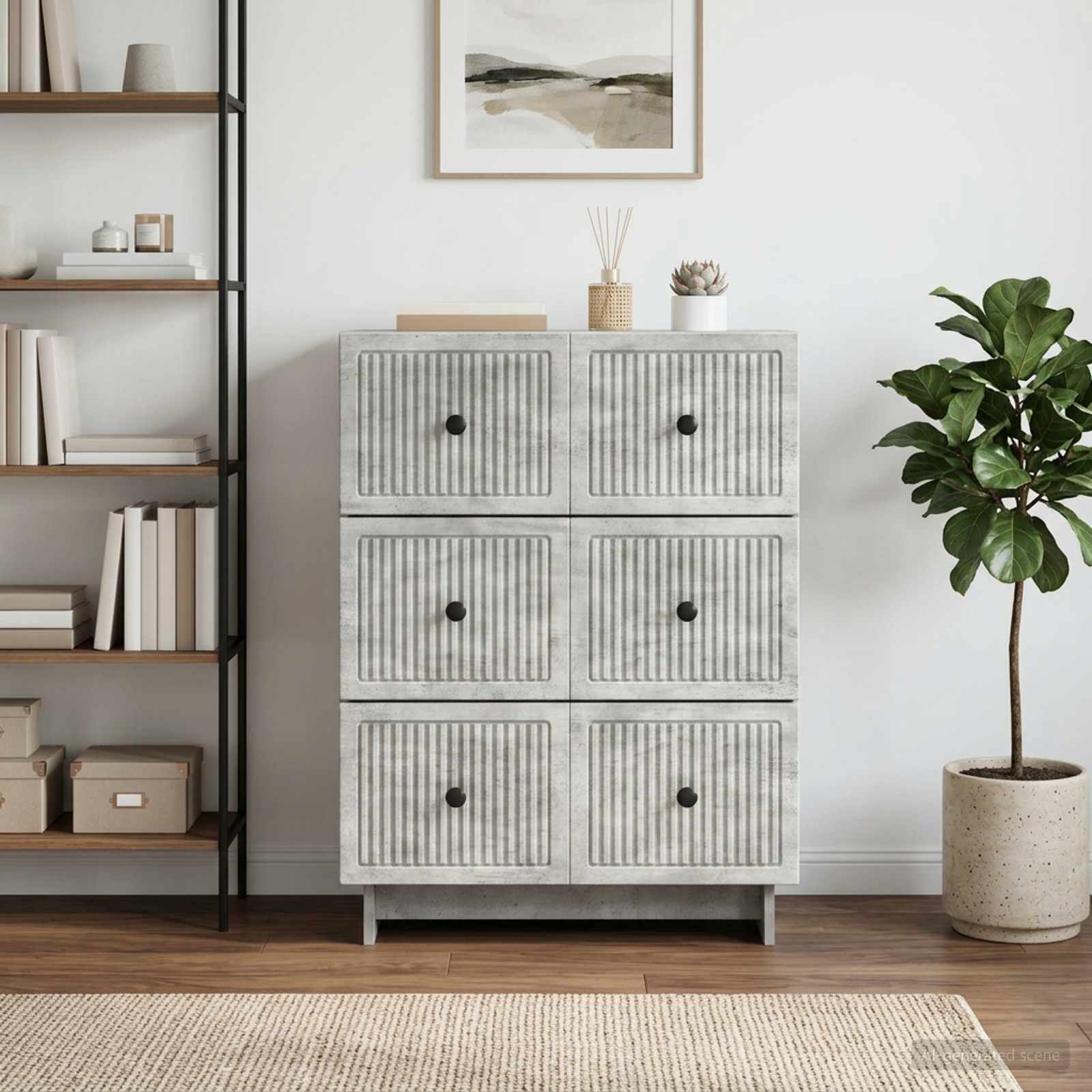 Gabinete de gavetas cinzento cimento 66 x 34,5 x 90 cm