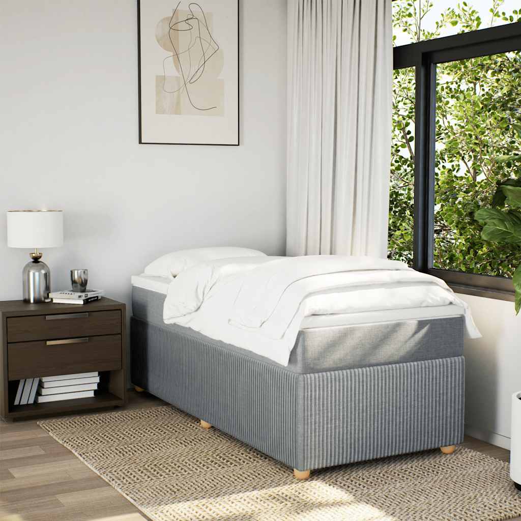 Cama com molas/colchão 100x200 cm tecido cinzento-claro
