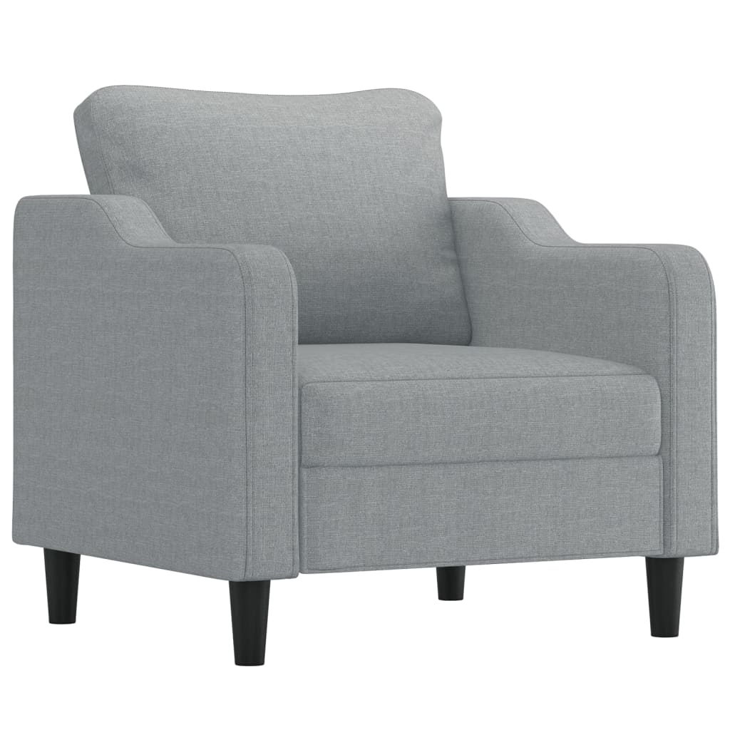 4 Pcs conjunto de sofás com almofadões tecido cinzento-claro