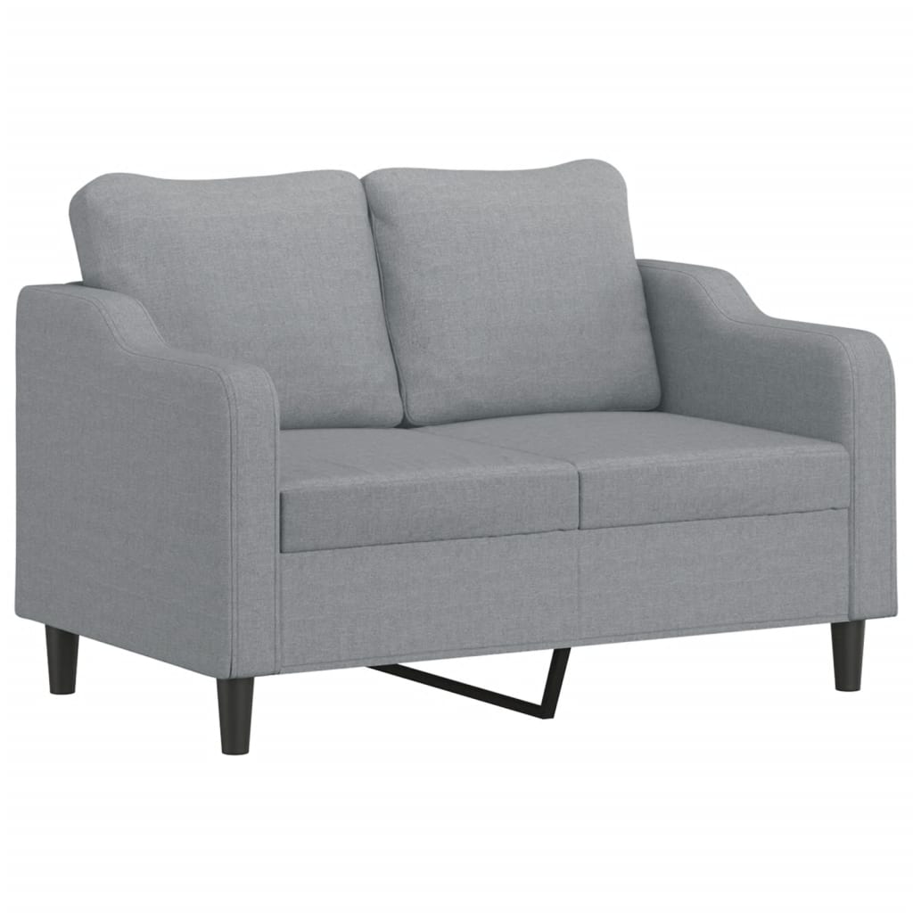 4 Pcs conjunto de sofás com almofadões tecido cinzento-claro