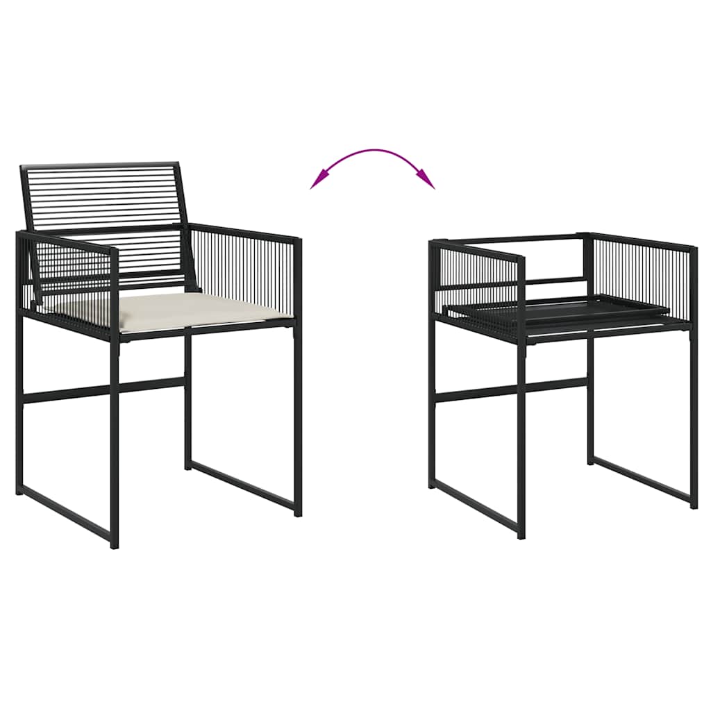 9 Pcs conjunto de jantar p/ jardim c/ almofadões vime PE preto