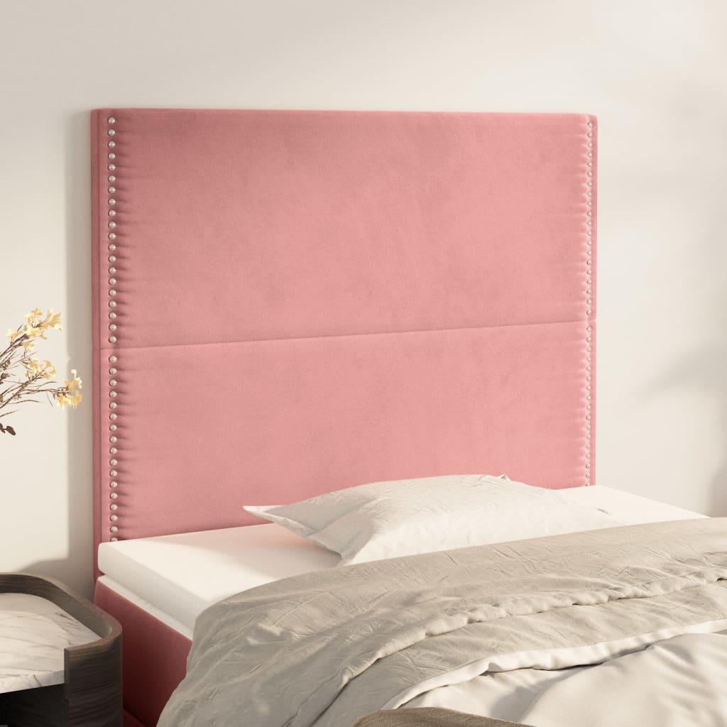 Cabeceira rosa 100x5x118/128 cm veludo
