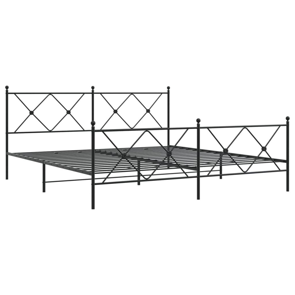 Estrutura de cama com cabeceira e pés 183x213 cm metal preto