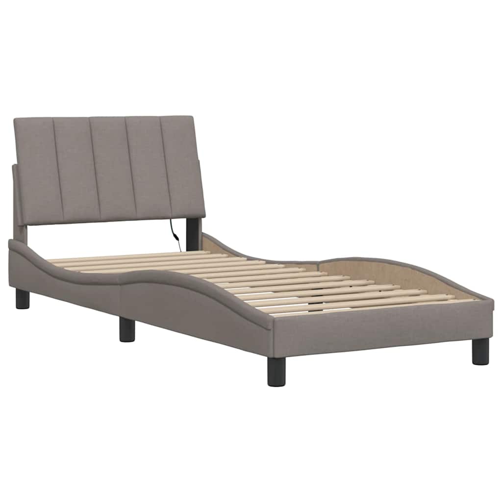 Estrutura de cama sem colchão hanko 90x200 cm tecido cinza-acastanhado