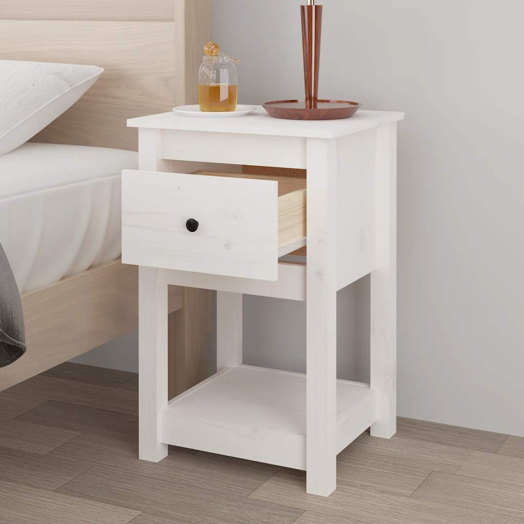 Mesas de cabeceira 2 pcs 40x35x61,5 cm pinho maciço branco