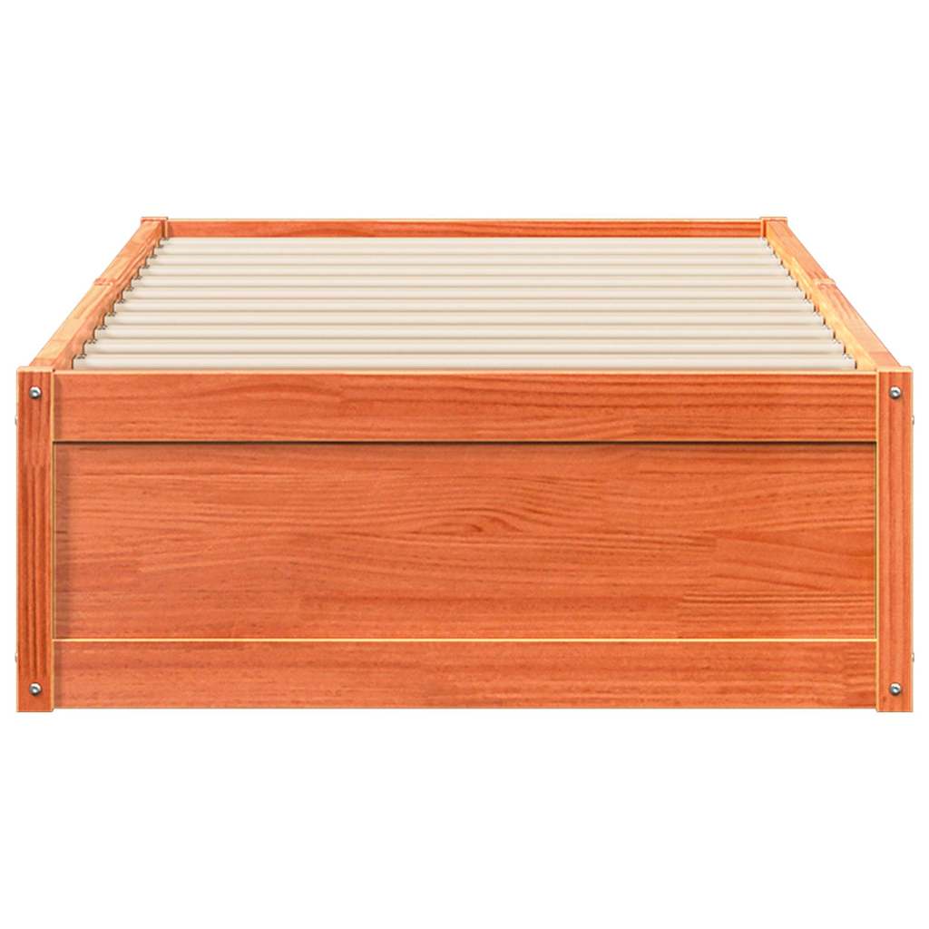 Cama sem colchão 100x200 cm pinho maciço castanho-mel