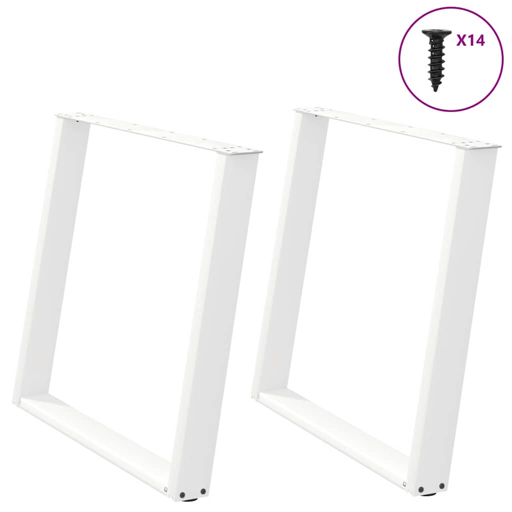 Pés de mesa de jantar em forma de u, 2 peças, branco, 100x (72-73) cm, aço
