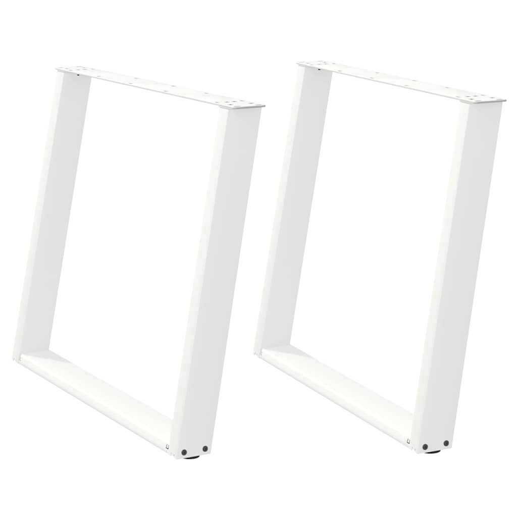 Pés de mesa de jantar em forma de u, 2 peças, branco, 100x (72-73) cm, aço