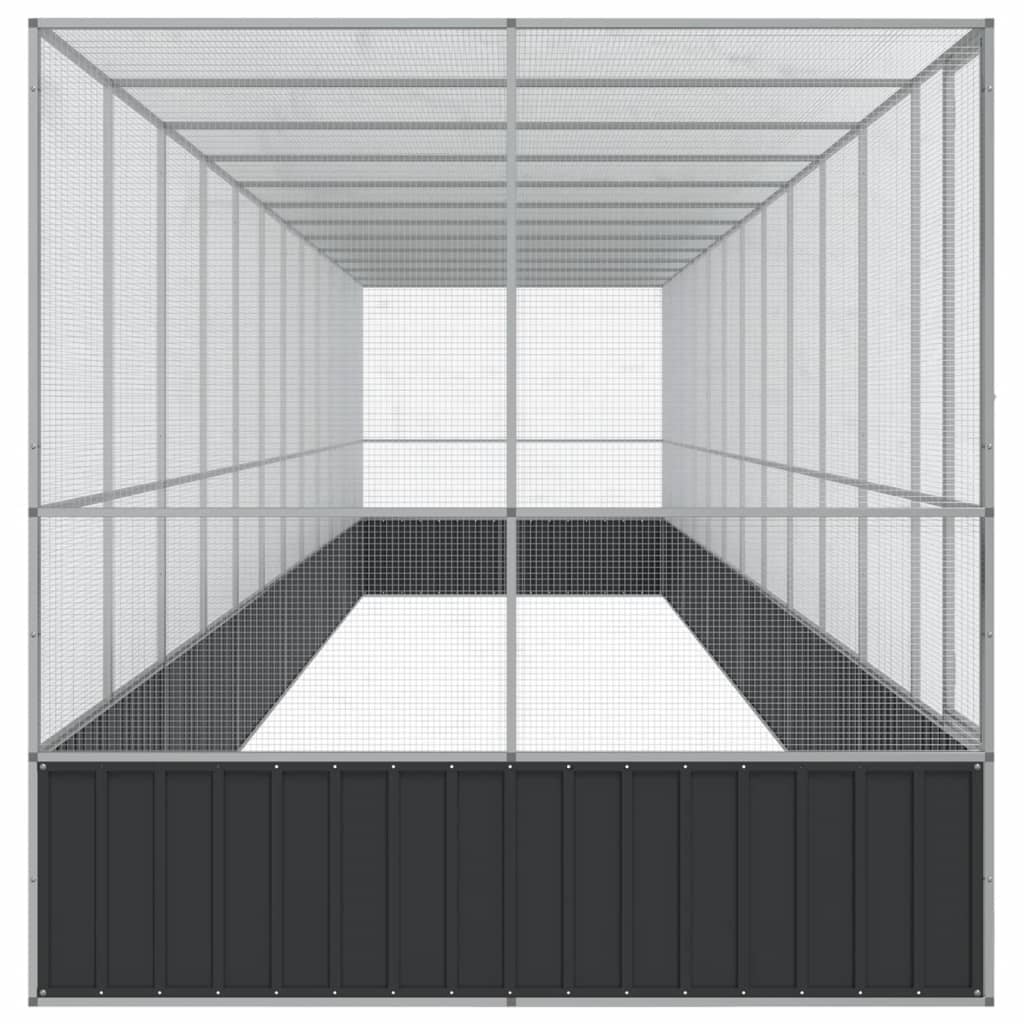 Aviário com extensão 1246x207x212 cm aço prateado