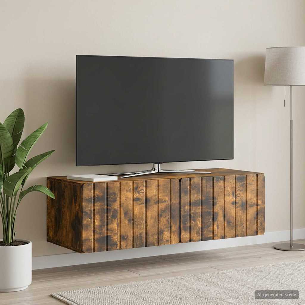 Gabinete de TV de parede 98 x 41 x 30 cm carvalho fumado