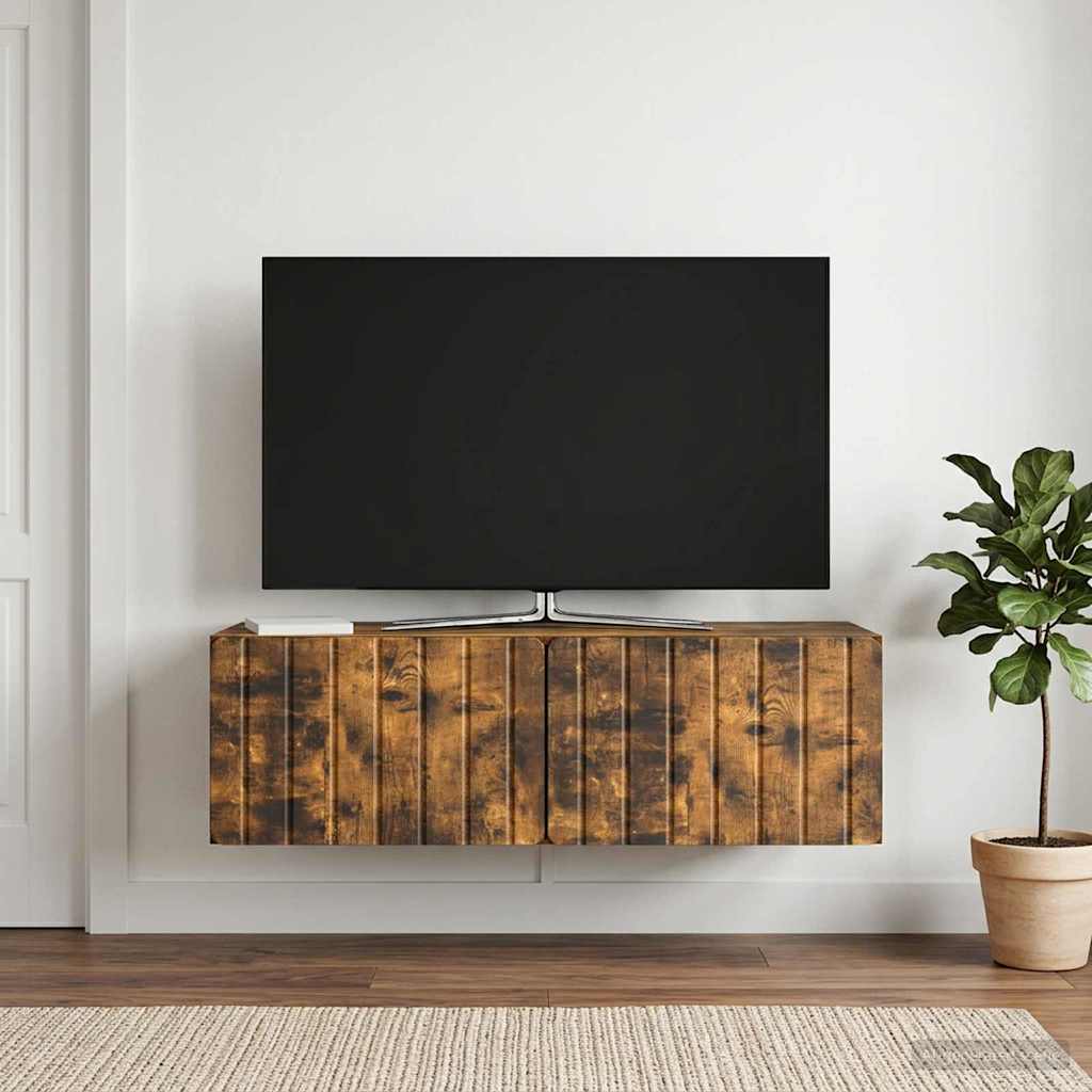 Gabinete de TV de parede 98 x 41 x 30 cm carvalho fumado