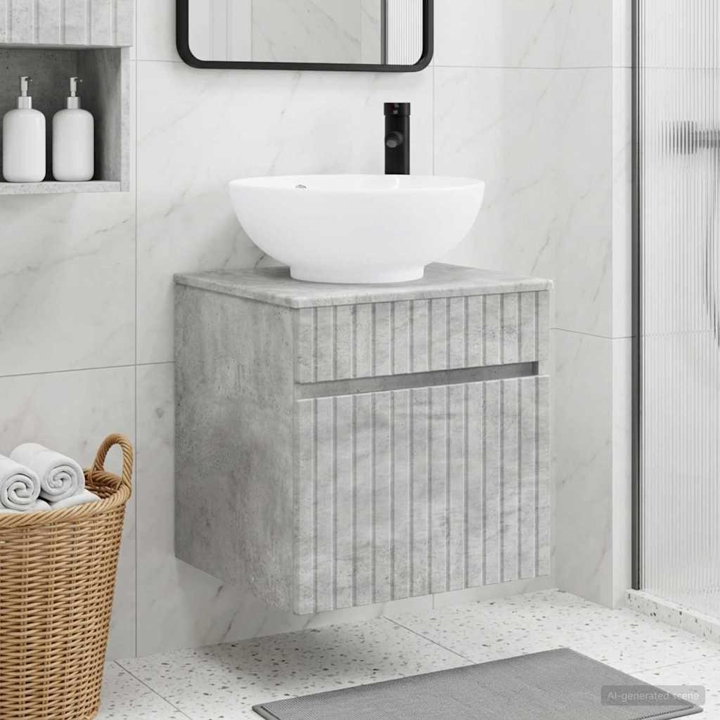 Vanidade de pia de parede cinzento cimento 49 x 44,5 x 66,5 cm