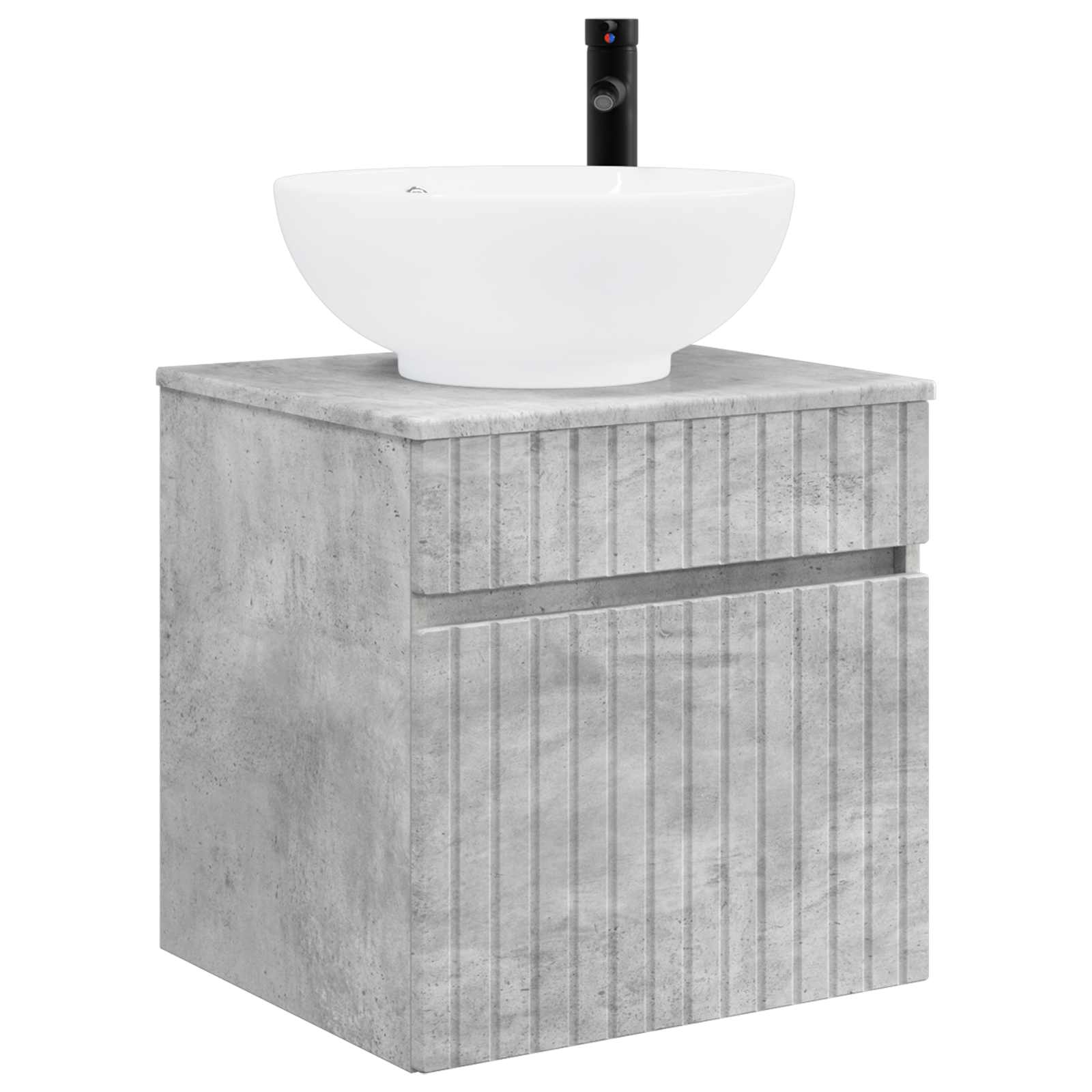 Vanidade de pia de parede cinzento cimento 49 x 44,5 x 66,5 cm