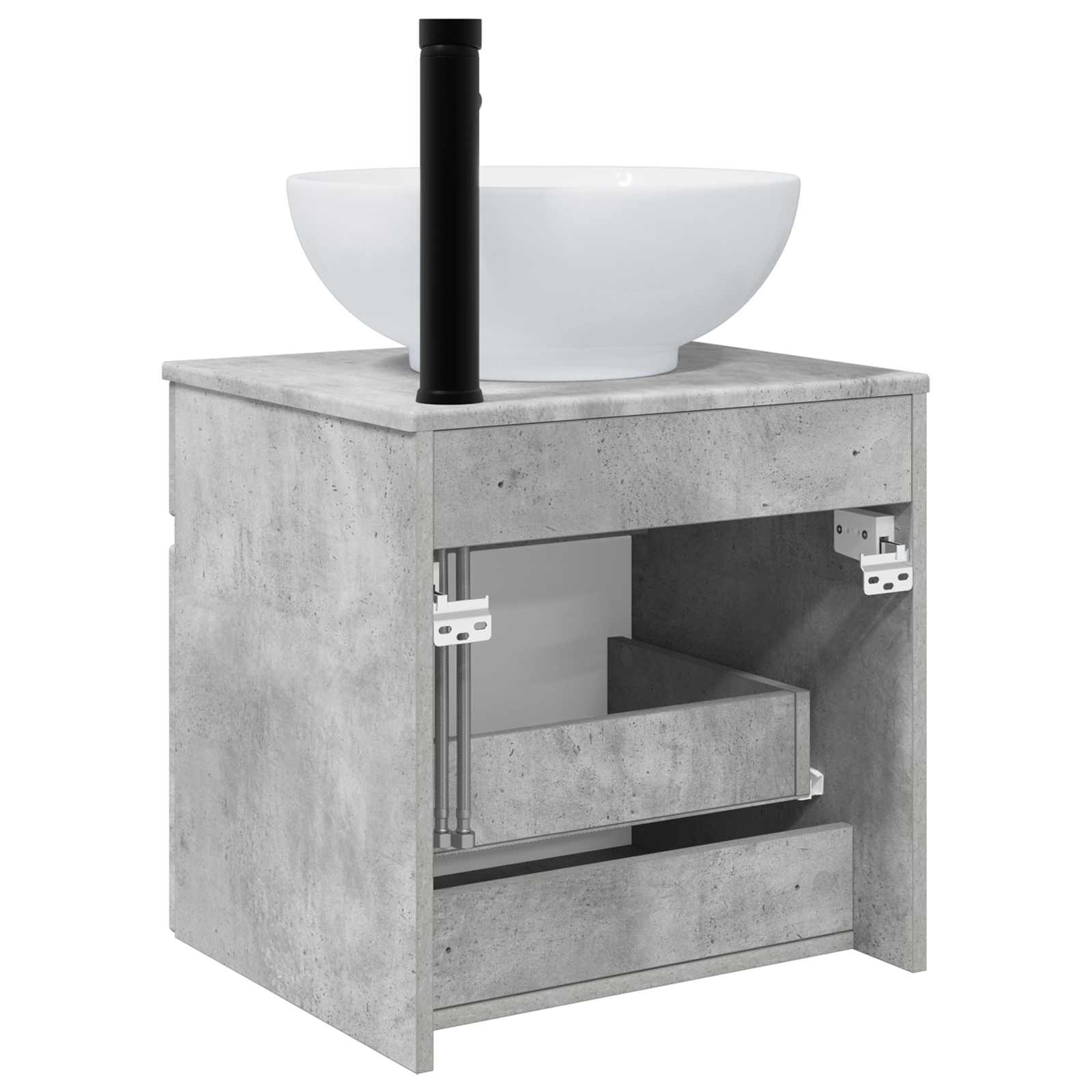 Vanidade de pia de parede cinzento cimento 49 x 44,5 x 66,5 cm