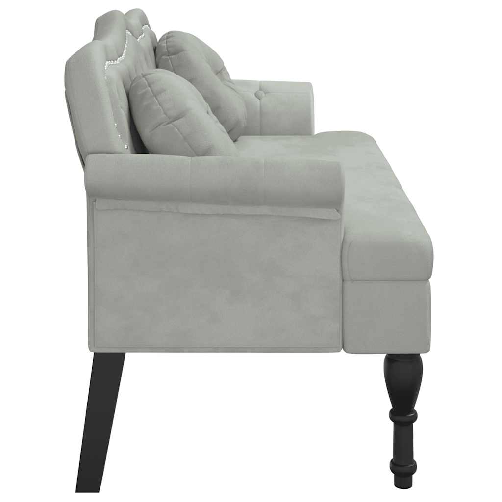 Banco com almofadas cinza claro 120,5x65x75 cm veludo