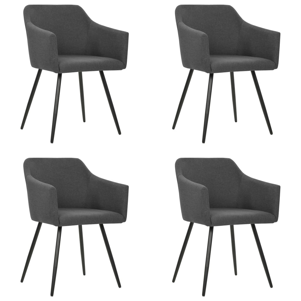 Cadeiras de jantar 4 pcs tecido cinzento-escuro
