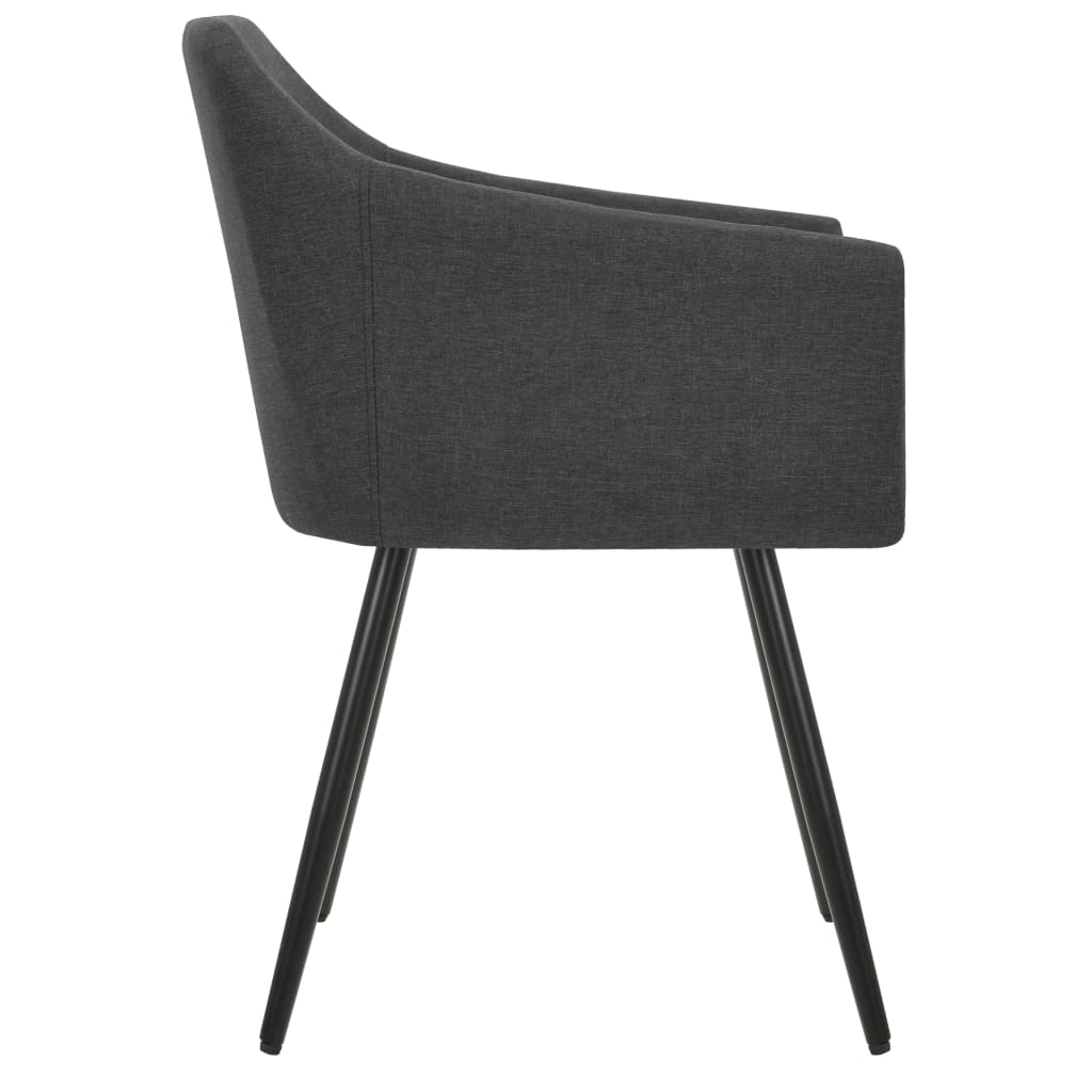 Cadeiras de jantar 4 pcs tecido cinzento-escuro