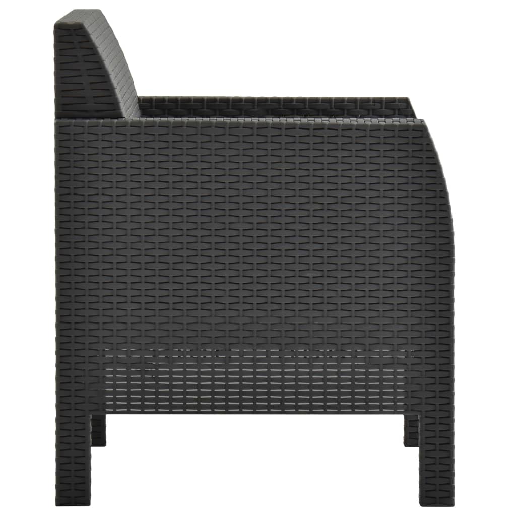 Cadeira de jardim com almofada antracite 63x65x76 cm PP rattan