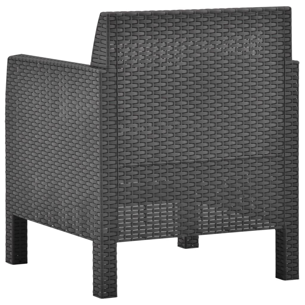 Cadeira de jardim com almofada antracite 63x65x76 cm PP rattan