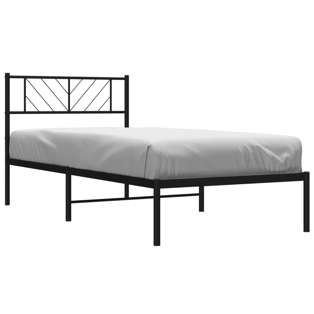 Estrutura de cama metal s/ colchão c/ cabeceira 75x190 cm preto