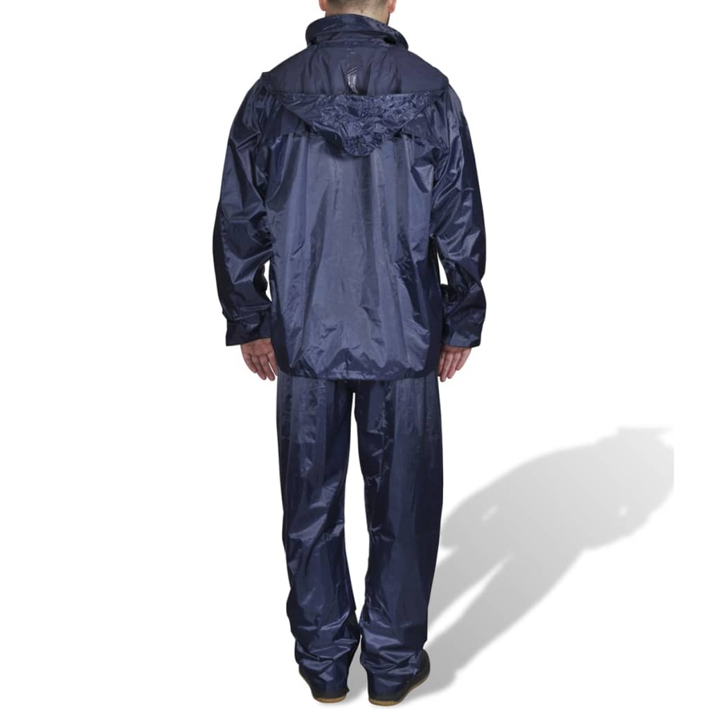 Fato de chuva com capuz para homem 2 peças xxl azul-marinho