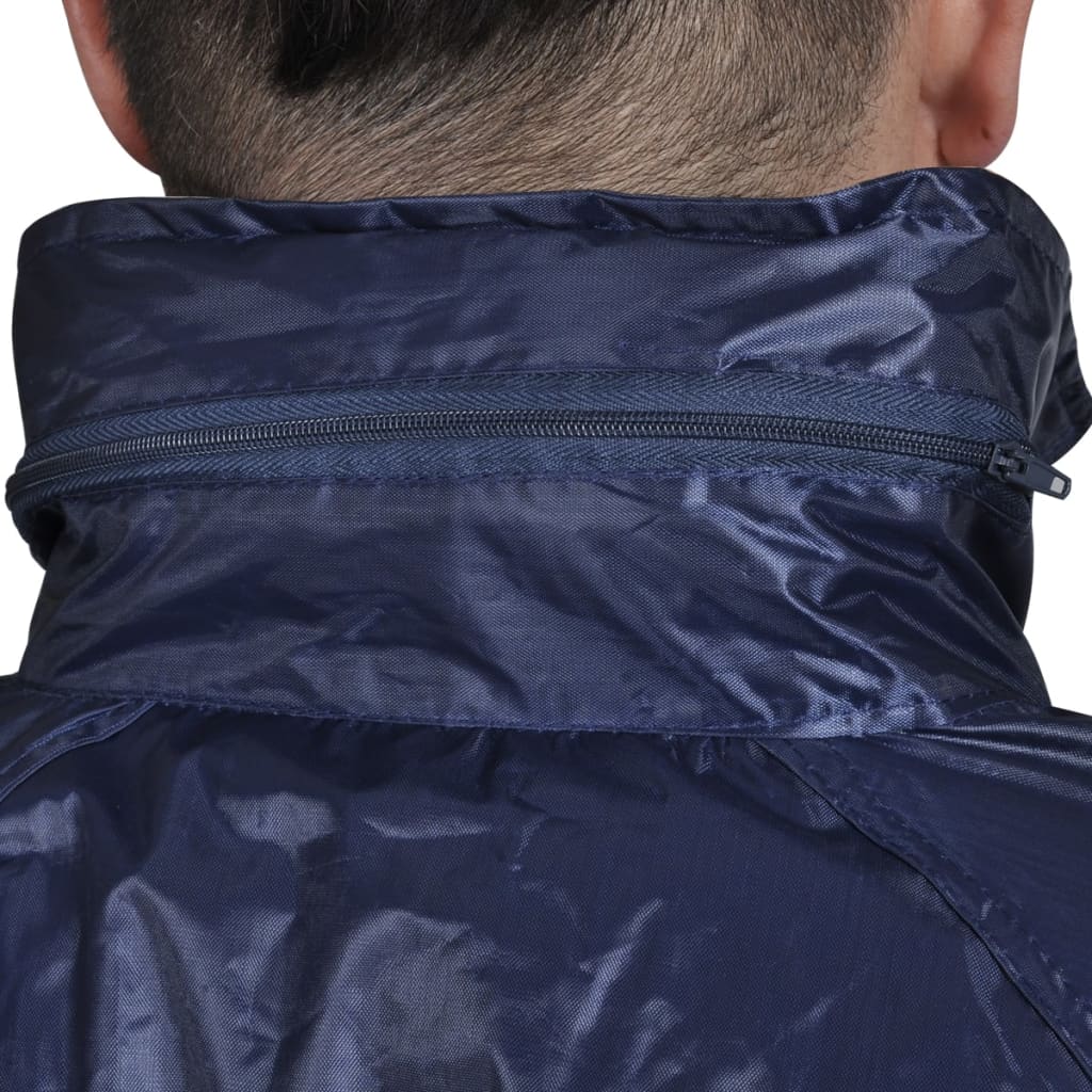 Fato de chuva com capuz para homem 2 peças xxl azul-marinho