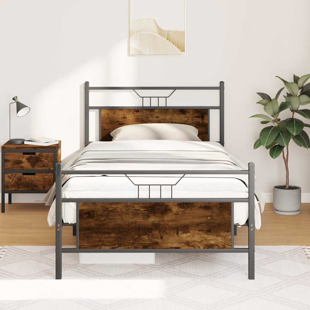 Estrutura cama s/ colchão derivados de madeira carvalho fumado