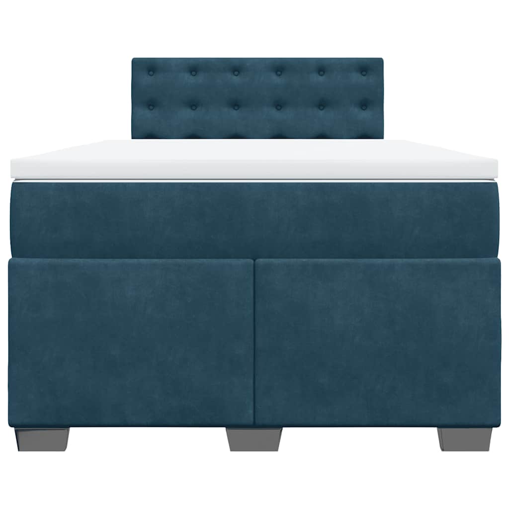 Cama boxspring com colchão 120x200 cm veludo azul-escuro