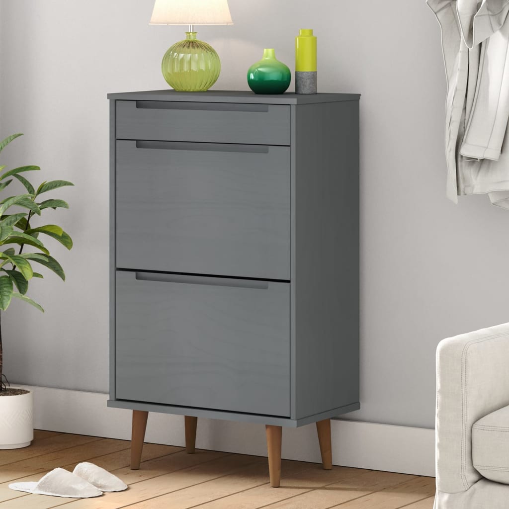 Sapateira molde 59,5x35x103 cm pinho maciço cinzento