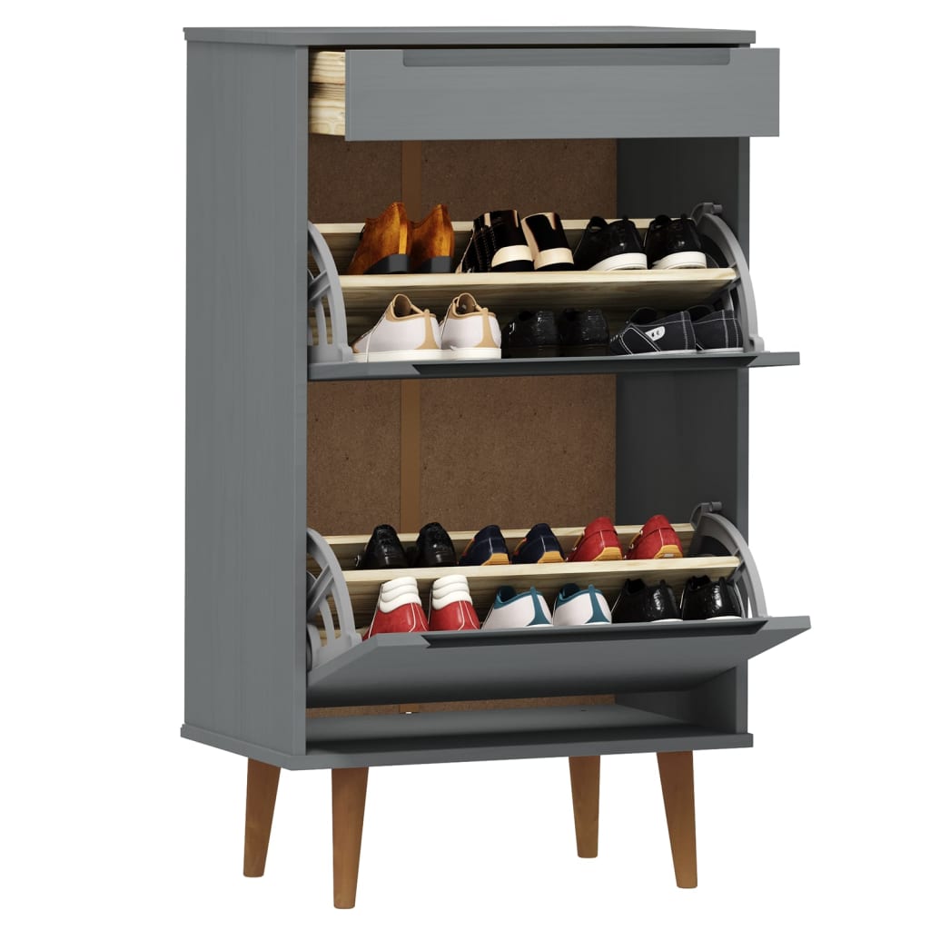 Sapateira molde 59,5x35x103 cm pinho maciço cinzento