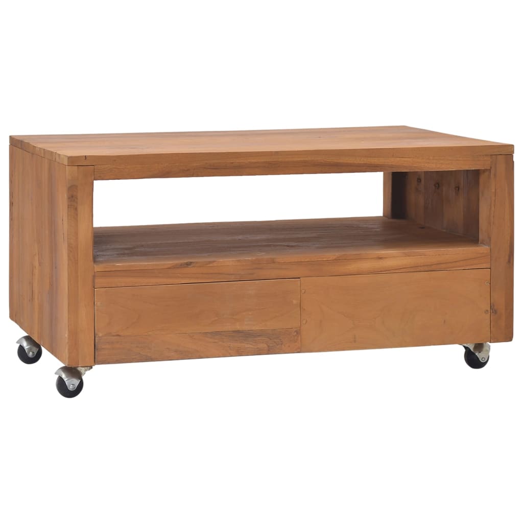 Móvel de TV com rodas 80x50x42 cm madeira de teca maciça