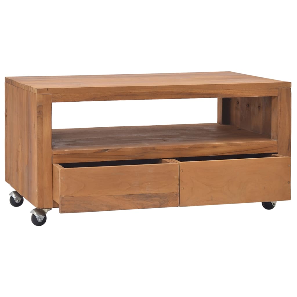 Móvel de TV com rodas 80x50x42 cm madeira de teca maciça