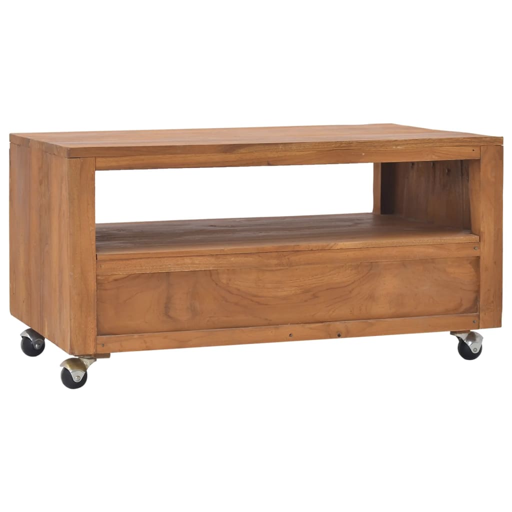 Móvel de TV com rodas 80x50x42 cm madeira de teca maciça