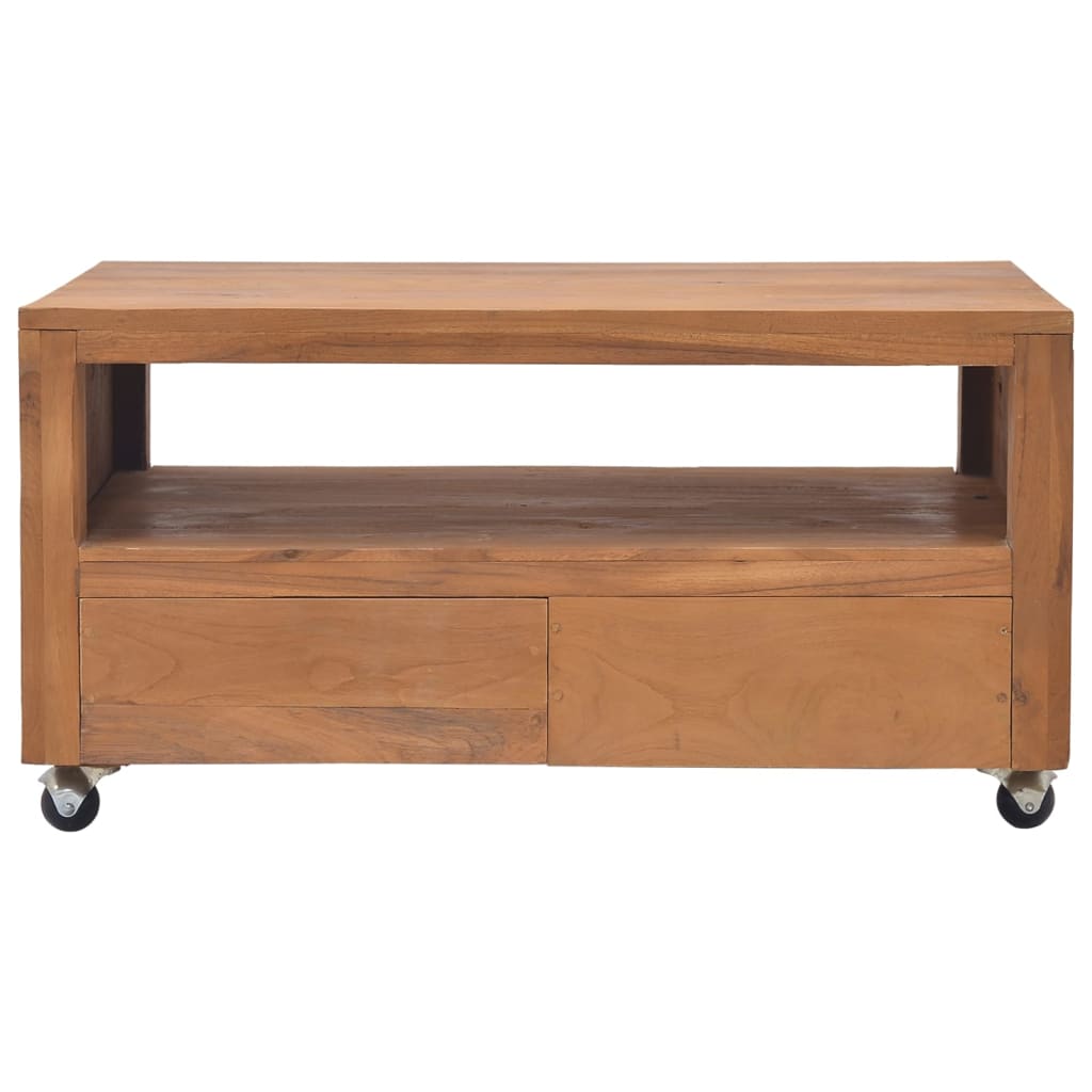 Móvel de TV com rodas 80x50x42 cm madeira de teca maciça