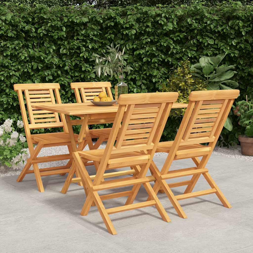 5 Pcs conjunto de jantar p/ jardim madeira de teca maciça