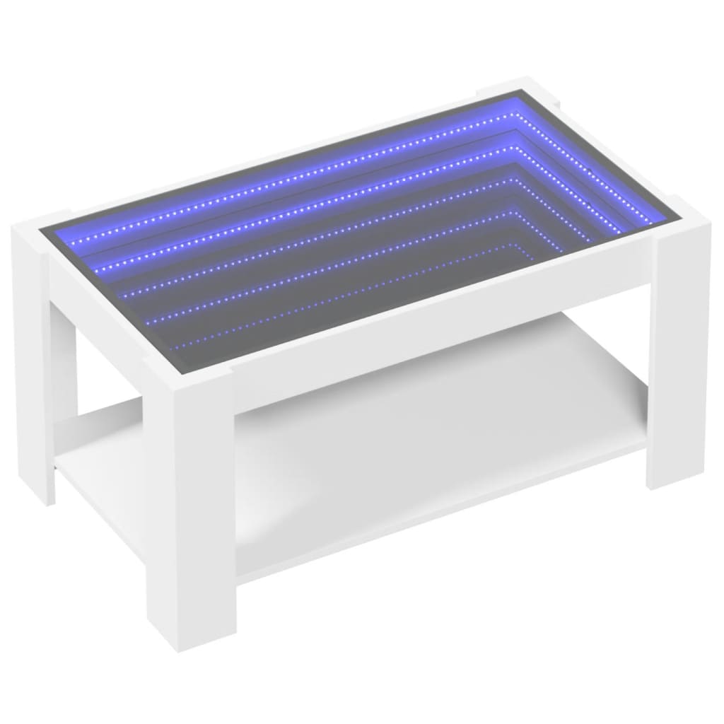 Mesa de centro c/ leds 93x53x45 cm derivados de madeira branco