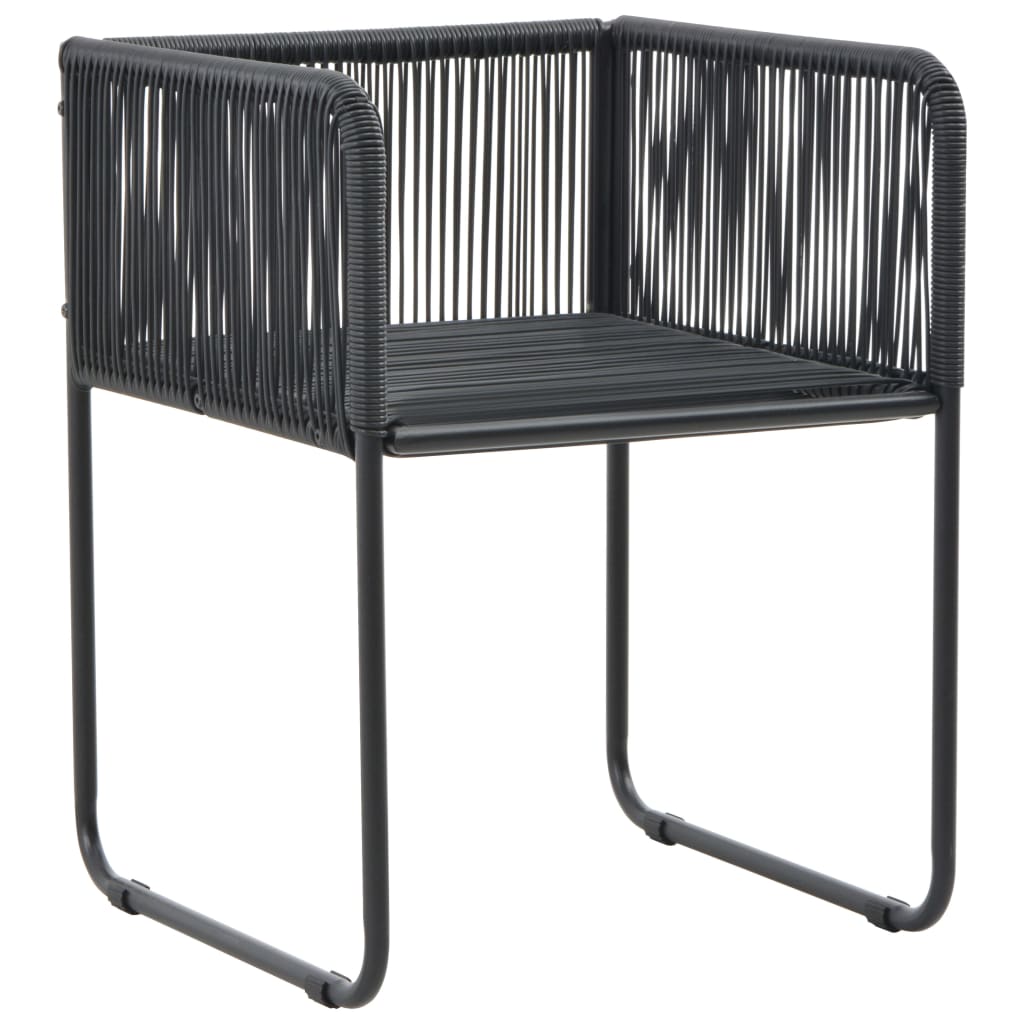 Cadeiras de exterior 4 pcs c/ almofadões vime PE preto