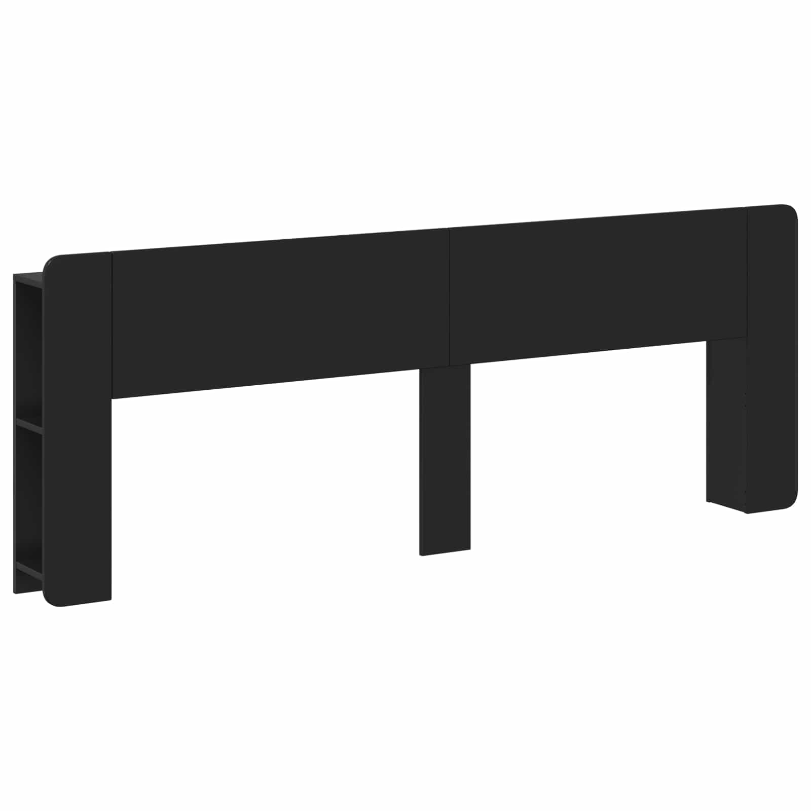 Cabeceira com armário preto derivados de madeira
