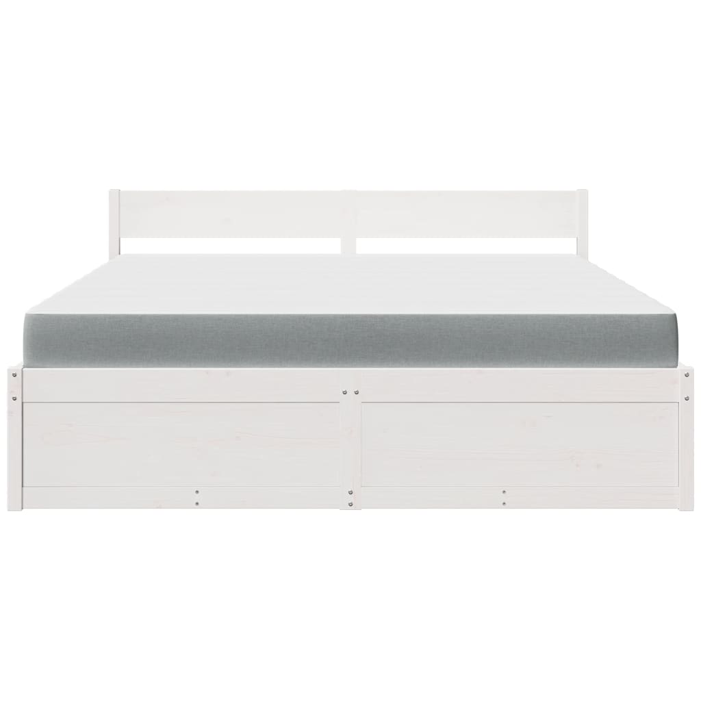 Cama com gavetas e colchão 180x200 cm pinho maciço branco