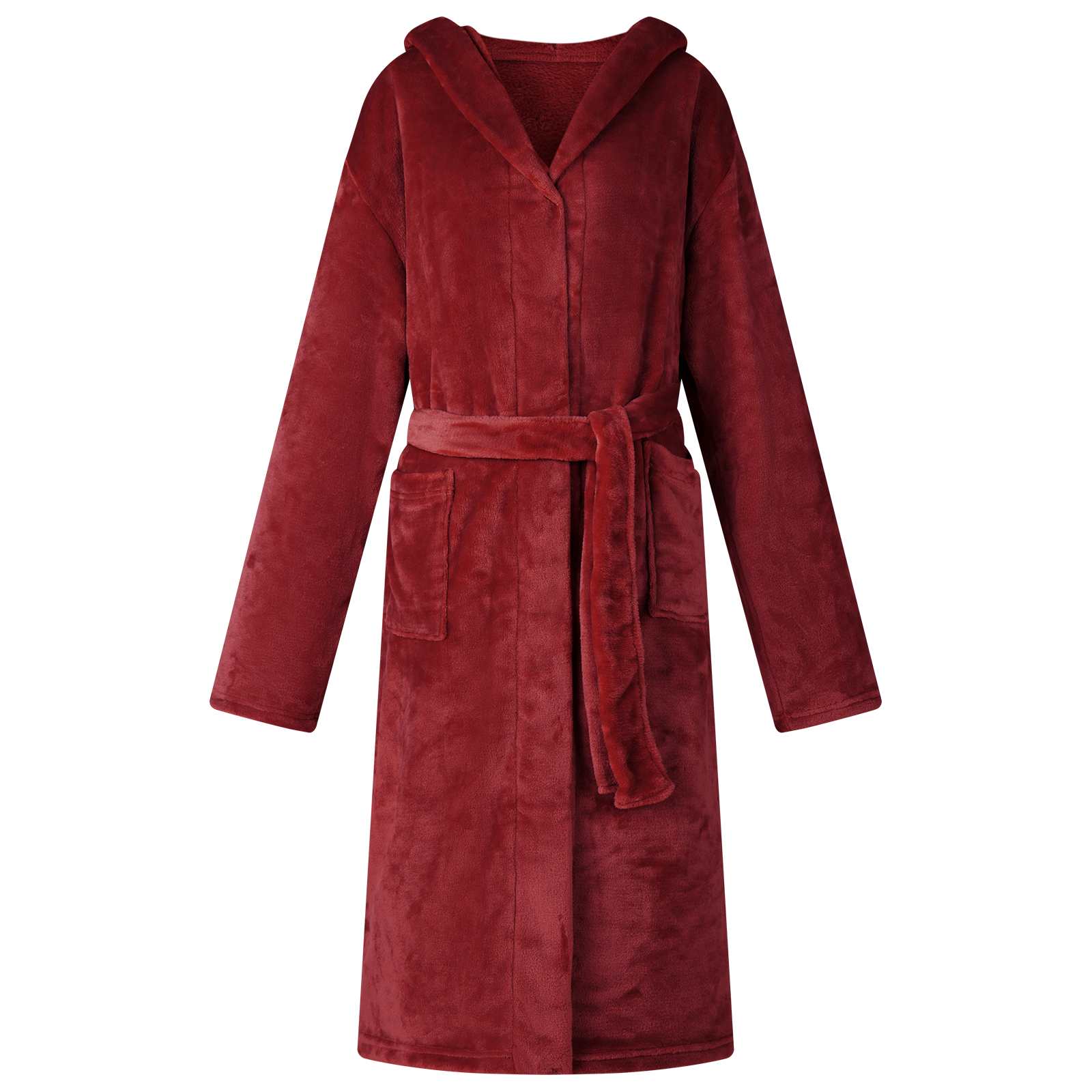 Roupão com capuz vermelho bordeaux s flanela