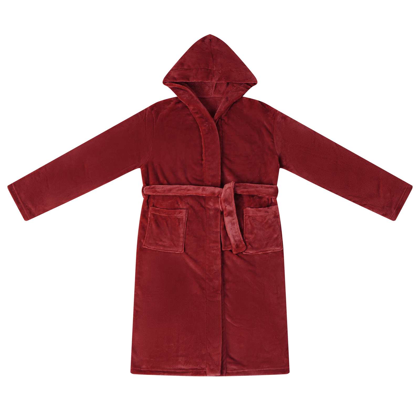 Roupão com capuz vermelho bordeaux s flanela