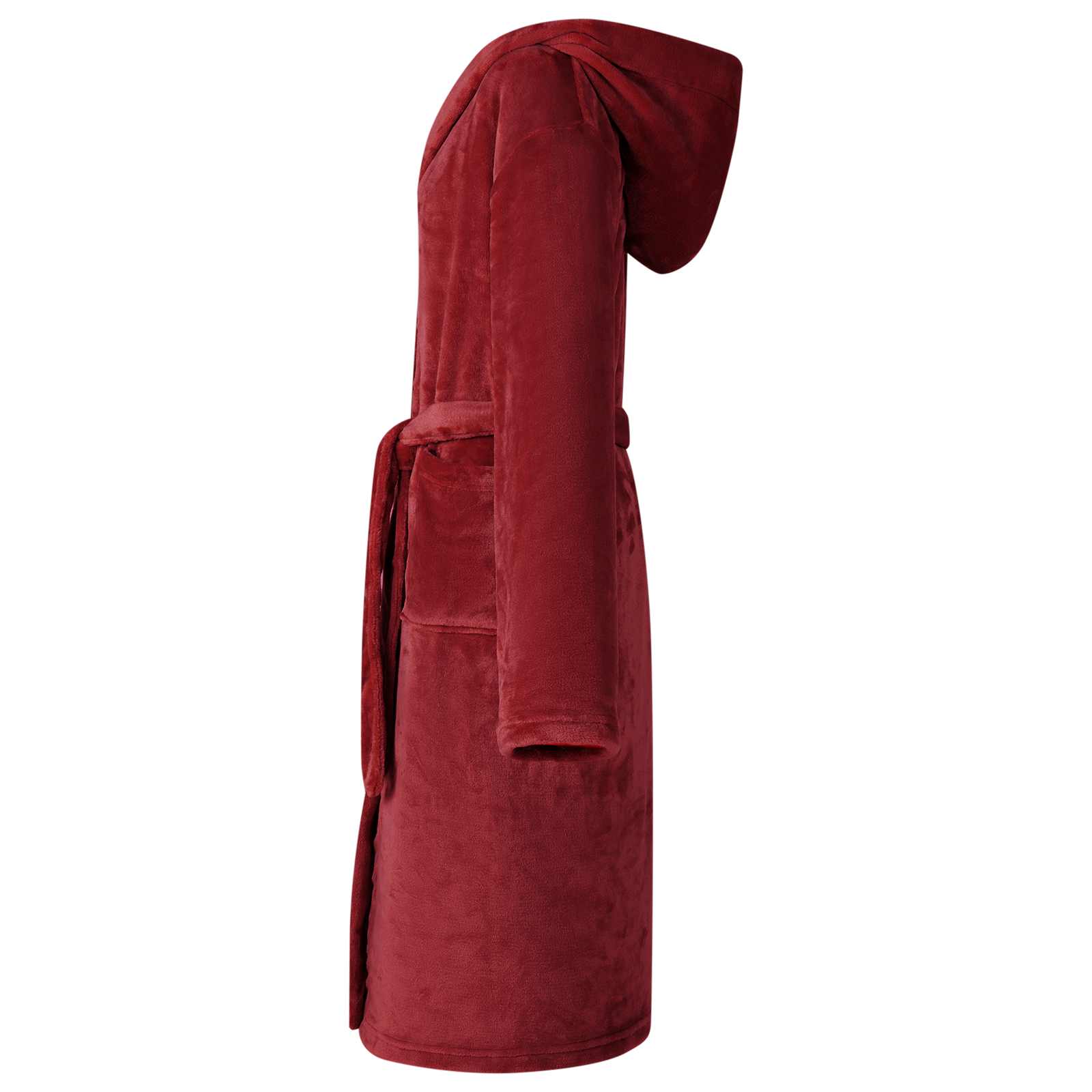 Roupão com capuz vermelho bordeaux s flanela