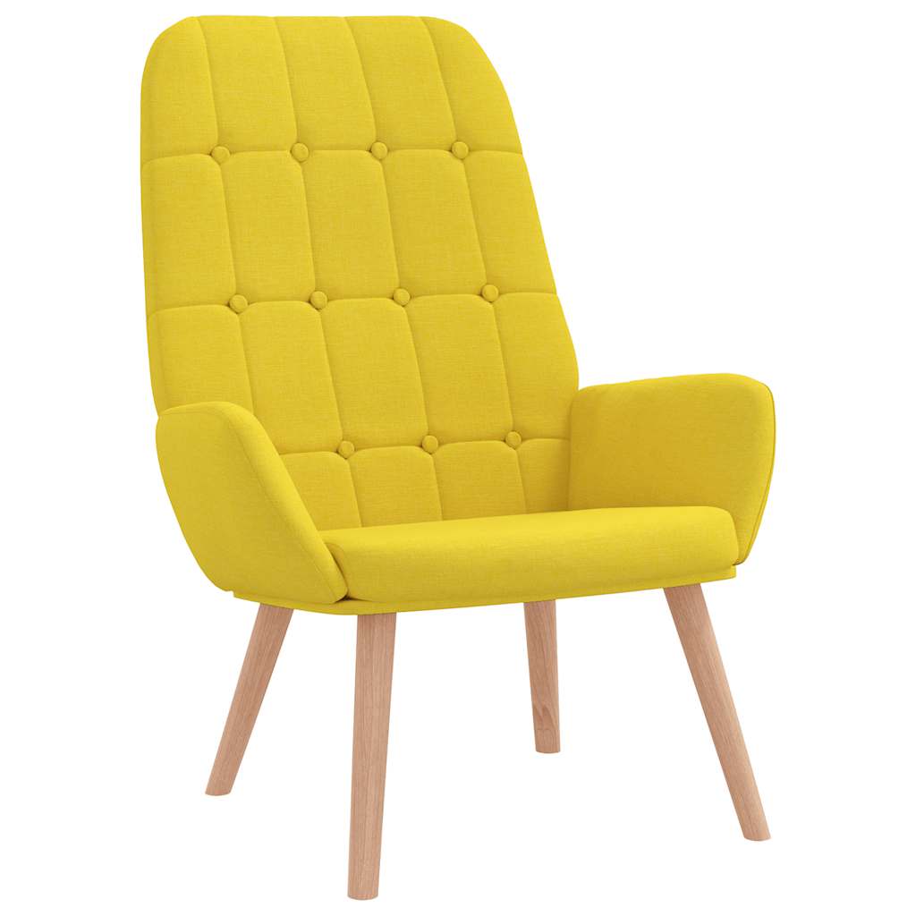 Cadeira de descanso com apoio de pés tecido amarelo-claro