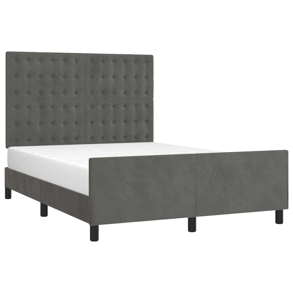 Estrutura de cama sem colchão 140x190 cm veludo cinzento-escuro