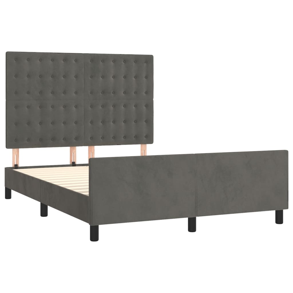 Estrutura de cama sem colchão 140x190 cm veludo cinzento-escuro