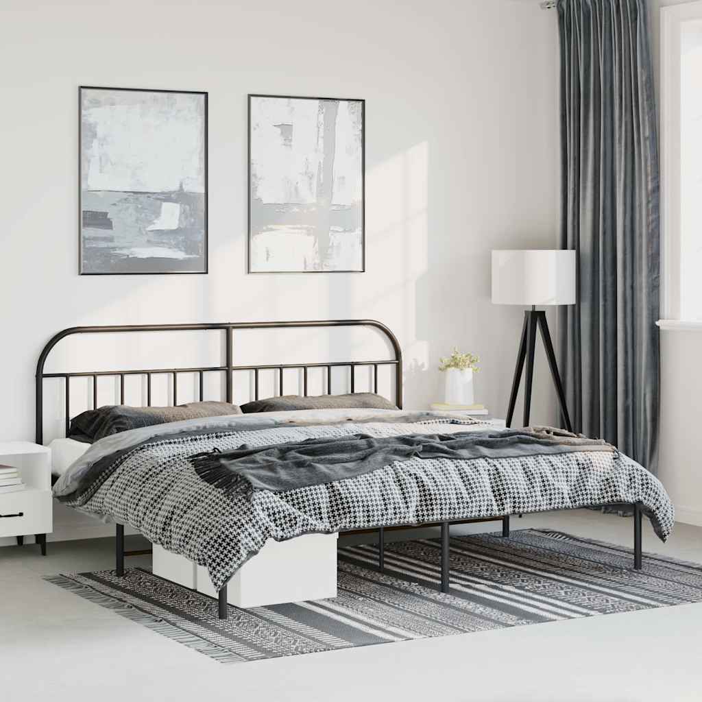Estrutura de cama com cabeceira 193x203 cm metal preto