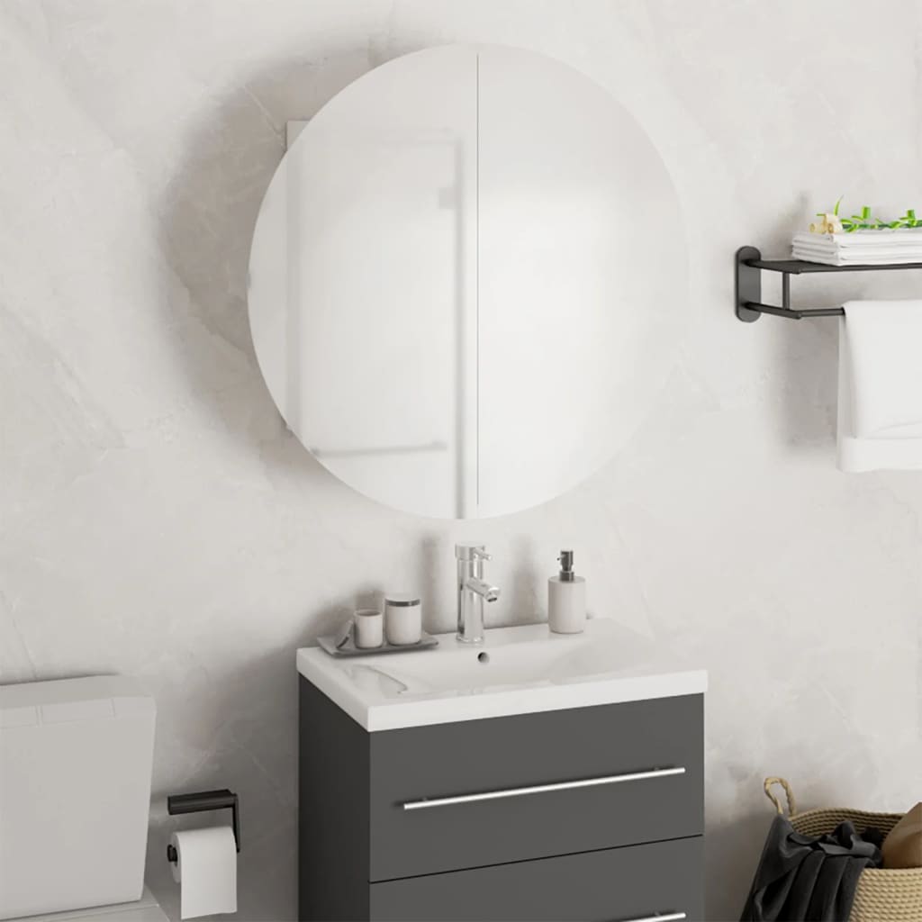 Armário p/ casa de banho c/ espelho redondo e leds branco